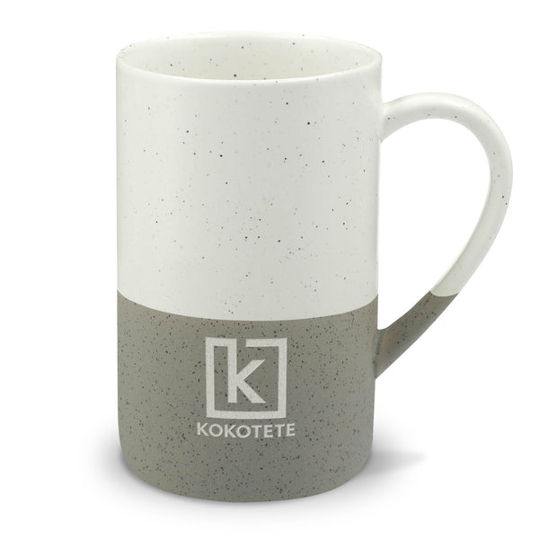 Speckled Two-Tone Ceramic Mug — 13oz Engraved Rustic Coffee Cup
