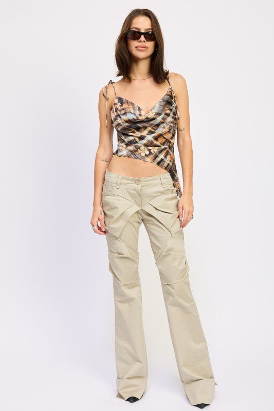 ASYMMETRICAL COWL NECK CAMI TOP - KOKOTETE