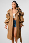 ATHINA FALL TRANSTION FLORAL SLEEVE TRENCH COAT - KOKOTETE