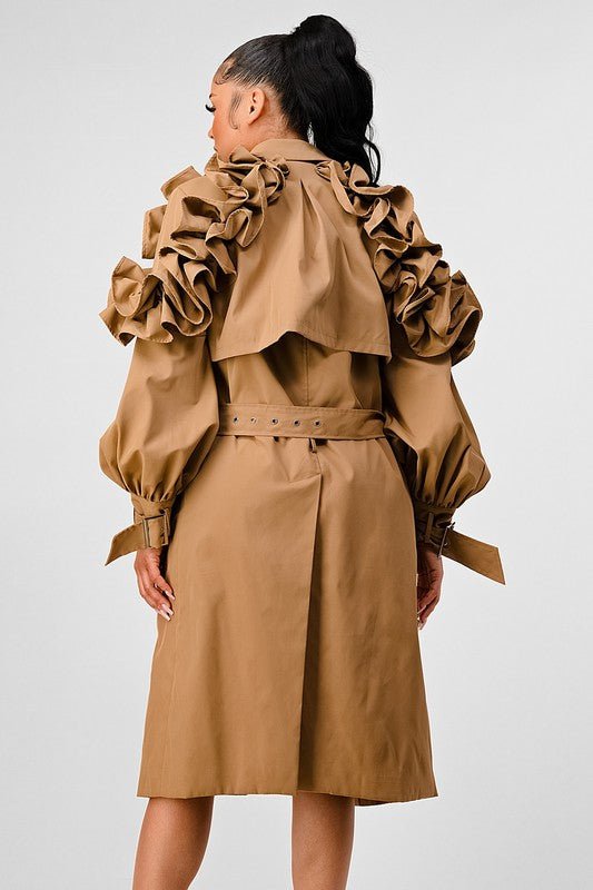 ATHINA FALL TRANSTION FLORAL SLEEVE TRENCH COAT - KOKOTETE