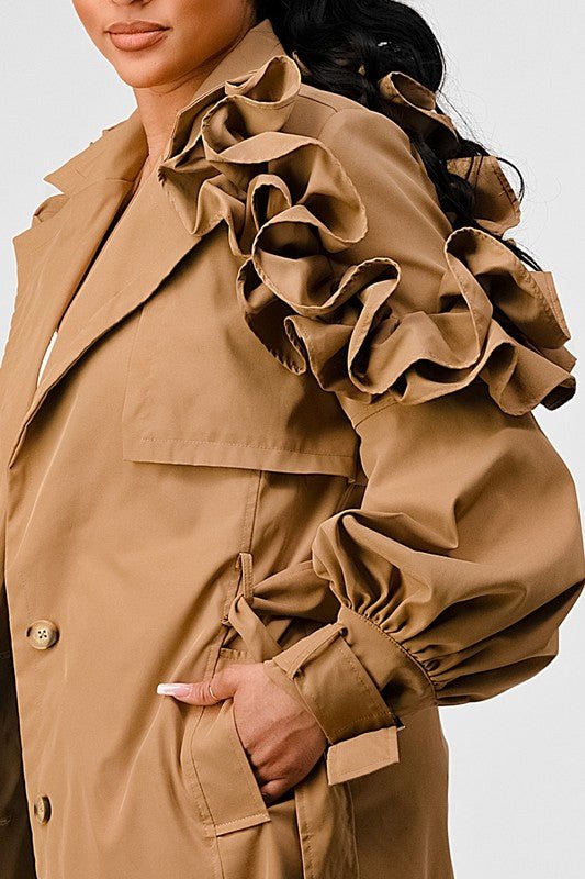 ATHINA FALL TRANSTION FLORAL SLEEVE TRENCH COAT - KOKOTETE