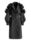 ATHINA FALL TRANSTION FLORAL SLEEVE TRENCH COAT - KOKOTETE