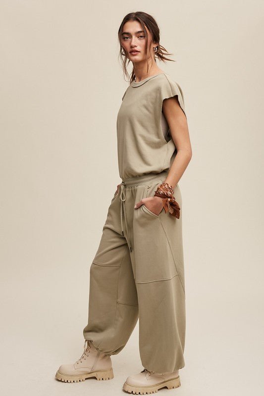 Athleisure French Terry Loose Jogger Jumpsuit - KOKOTETE