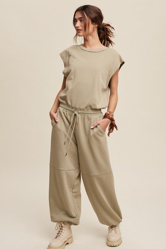 Athleisure French Terry Loose Jogger Jumpsuit - KOKOTETE