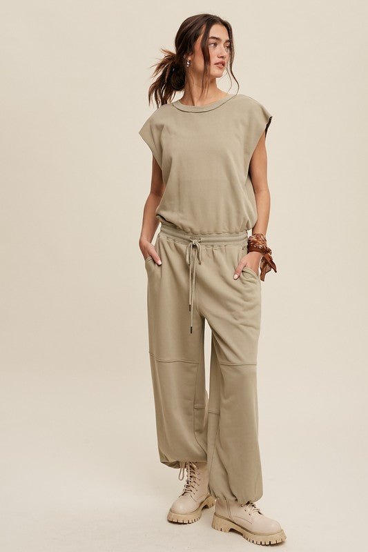 Athleisure French Terry Loose Jogger Jumpsuit - KOKOTETE