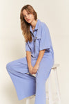 Basic Collar Shirt Wide leg Jumpsuit - KOKOTETE