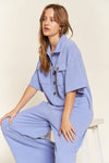 Basic Collar Shirt Wide leg Jumpsuit - KOKOTETE