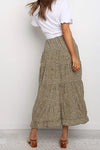 Boho Floral Print Midi Skirt Casual Side Slit Skir - KOKOTETE