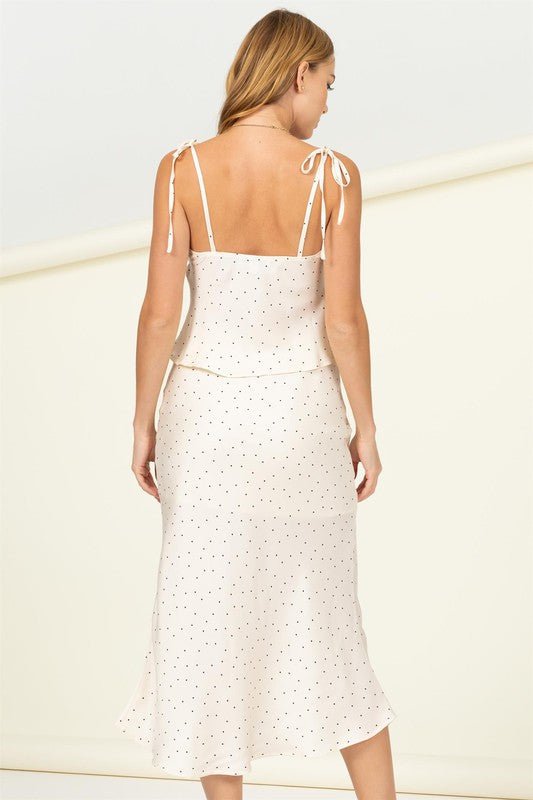By Your Side Polka - Dot Top and Midi Skirt Set - KOKOTETE