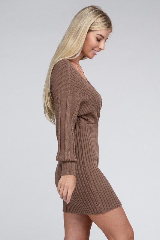Cable Knit Sweater Dress - KOKOTETE