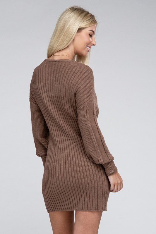 Cable Knit Sweater Dress - KOKOTETE