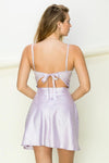 Cami Cowl Back Open Tied Mini Dress - KOKOTETE