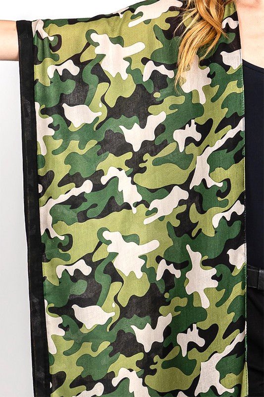 Camouflage Printed Extra Long Kimono Cardigan - KOKOTETE