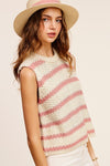Chunky Stripe Sleeveless Sweater Top - KOKOTETE
