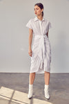 Collar Button Front Tie Dress - KOKOTETE
