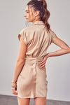 Collar Button Up Front Tie Dress - KOKOTETE