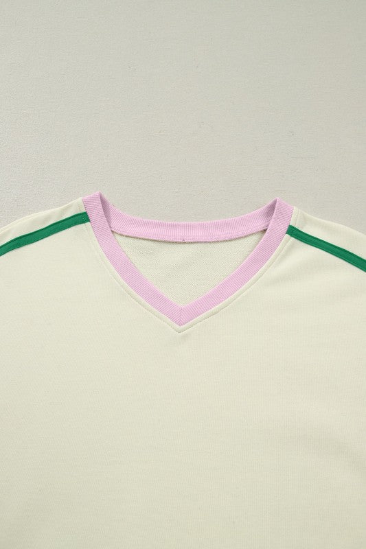 Colorblock Ribbed V - Neck & Skort Athleisure Set - KOKOTETE