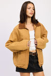 CONTRASTED COLLAR JACKET WITH POCKETS - KOKOTETE
