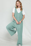 Corded Tie Straps V Neck Wide Leg Jumpsuit - KOKOTETE