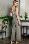 Corded Tie Straps V Neck Wide Leg Jumpsuit - KOKOTETE