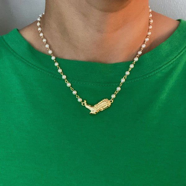 Cowgirl Boot Pearl Chain Necklace - KOKOTETE