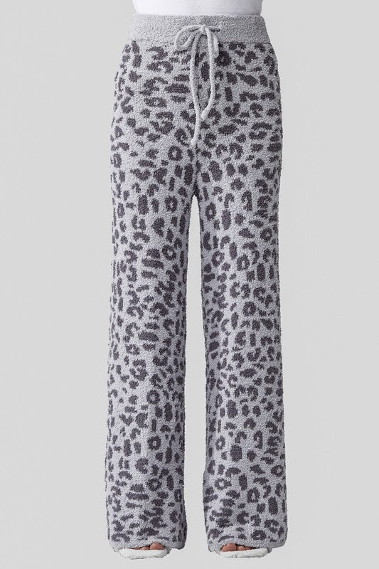 Cozy Warm Soft Leopard Fuzzy Lounge Pants - KOKOTETE