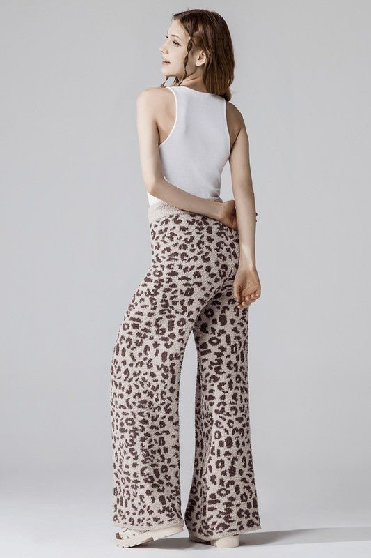 Cozy Warm Soft Leopard Fuzzy Lounge Pants - KOKOTETE