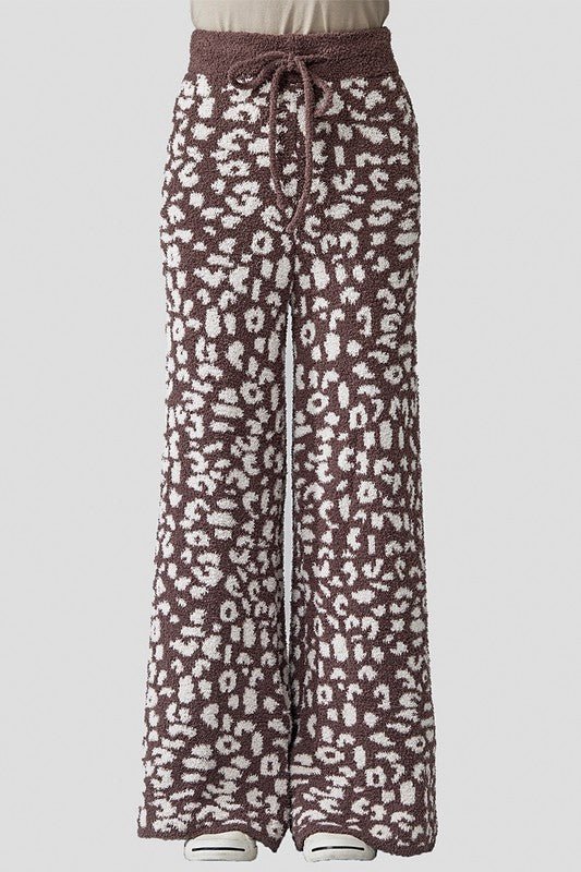 Cozy Warm Soft Leopard Fuzzy Lounge Pants - KOKOTETE