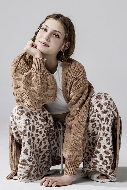 Cozy Warm Soft Leopard Fuzzy Lounge Pants - KOKOTETE