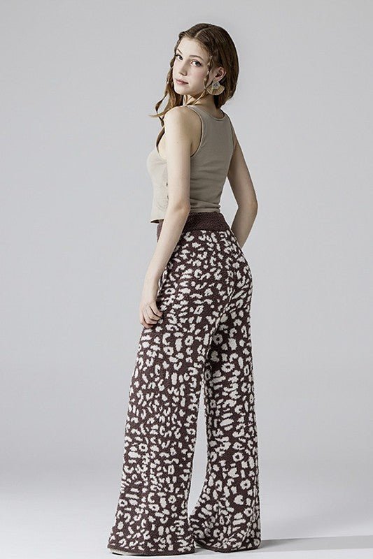Cozy Warm Soft Leopard Fuzzy Lounge Pants - KOKOTETE