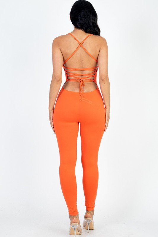 Criss - Cross Open Back Bodycon Jumpsuit - KOKOTETE