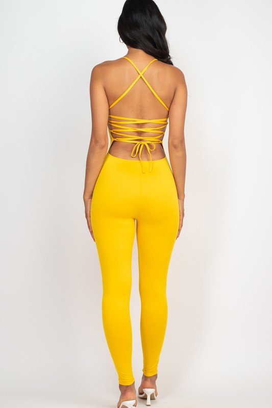 Criss - Cross Open Back Bodycon Jumpsuit - KOKOTETE
