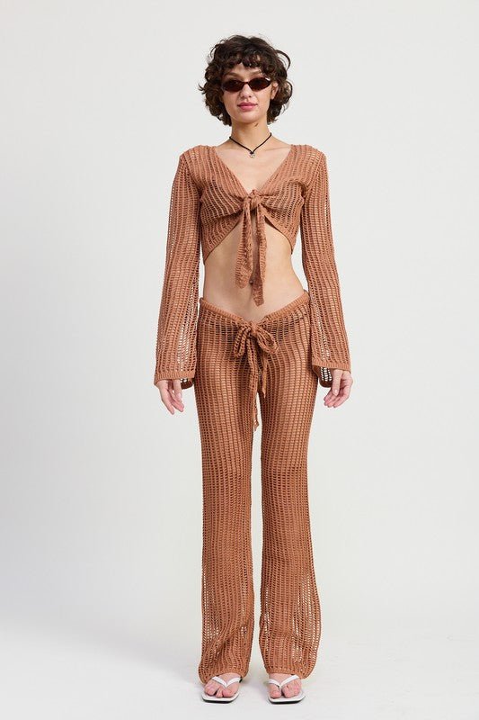 CROCHET CROPPED TOP WITH FRONT TIE - KOKOTETE