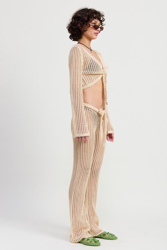 CROCHET CROPPED TOP WITH FRONT TIE - KOKOTETE