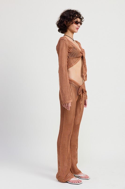 CROCHET CROPPED TOP WITH FRONT TIE - KOKOTETE