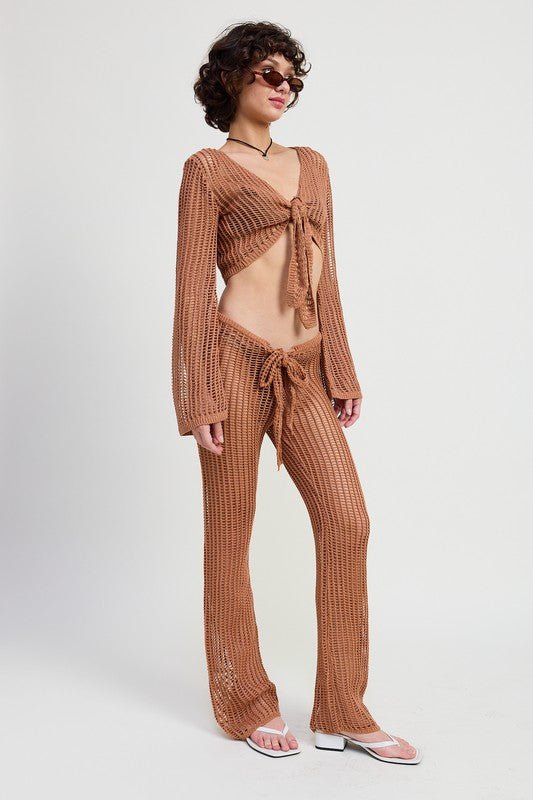 CROCHET CROPPED TOP WITH FRONT TIE - KOKOTETE