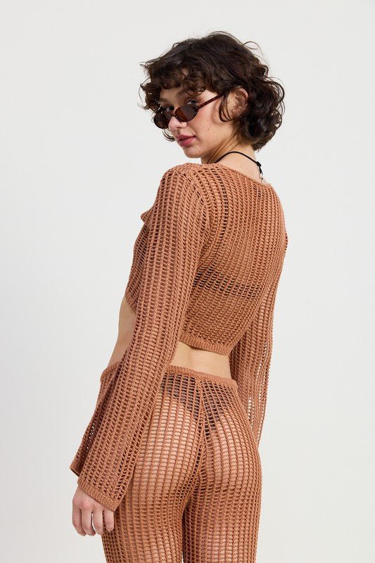 CROCHET CROPPED TOP WITH FRONT TIE - KOKOTETE