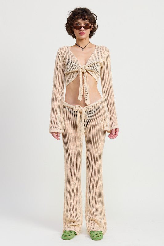 CROCHET CROPPED TOP WITH FRONT TIE - KOKOTETE