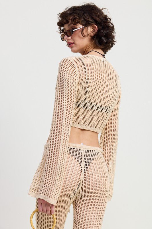 CROCHET CROPPED TOP WITH FRONT TIE - KOKOTETE