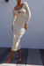 Crochet Knit Long Sleeved Midi Dress Not Lined - KOKOTETE
