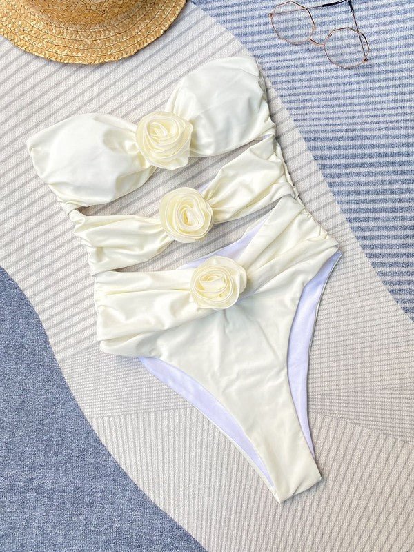 Cutout one piece rose swimsuit - KOKOTETE