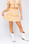 Daisy Embroidered Tiered Mini Skirt - KOKOTETE