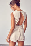Deep V - Neck Open Back Romper - KOKOTETE