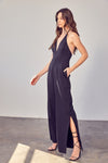 Deep V - Neck Wide Leg Jumpsuit - KOKOTETE