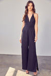 Deep V - Neck Wide Leg Jumpsuit - KOKOTETE