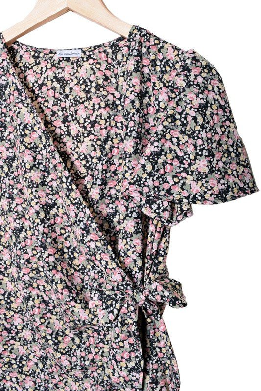Ditsy Floral Wrap Dress - KOKOTETE