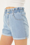Double Buttoned Waistband Denim Shorts - KOKOTETE