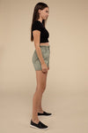 Double Buttoned Waistband Denim Shorts - KOKOTETE