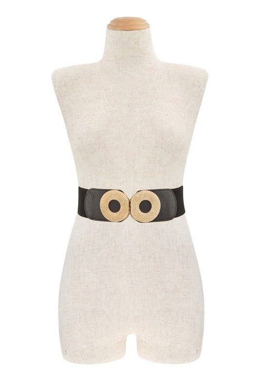 Double Metal Round Buckle Elastic Belt - KOKOTETE