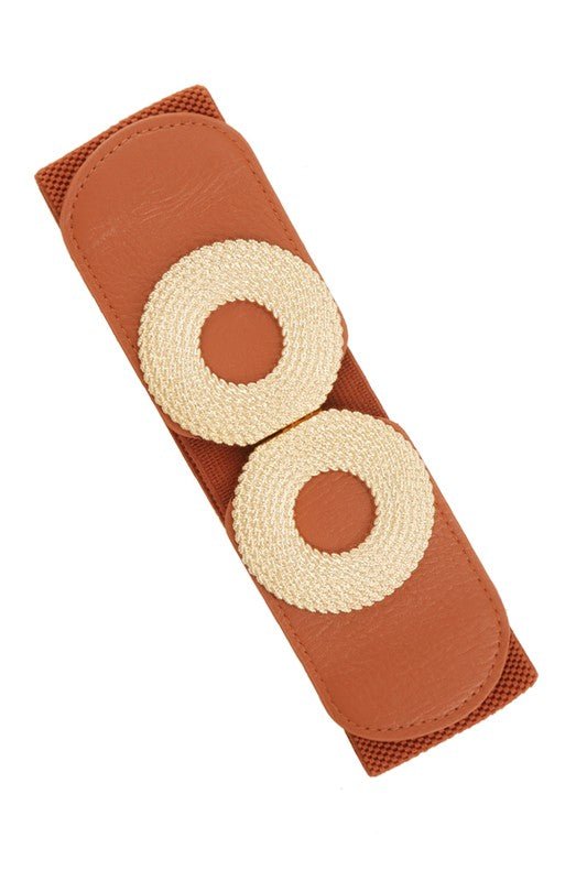 Double Metal Round Buckle Elastic Belt - KOKOTETE